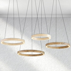 Furnviro Alabaster StoneGlow Round Chandelier