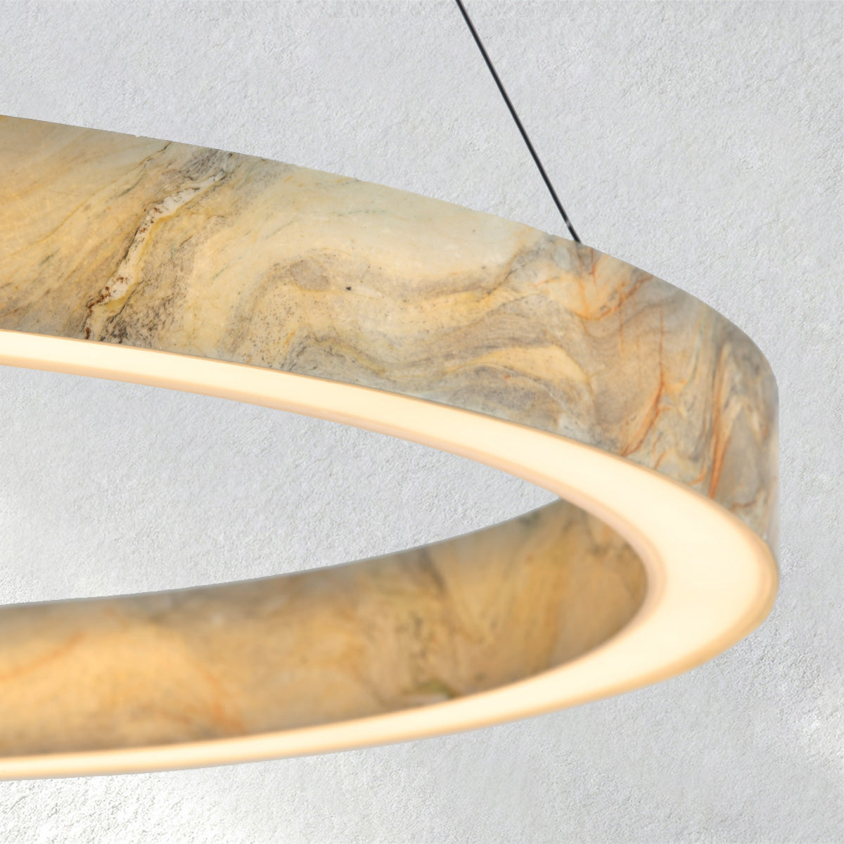 Furnviro Alabaster StoneGlow Round Chandelier