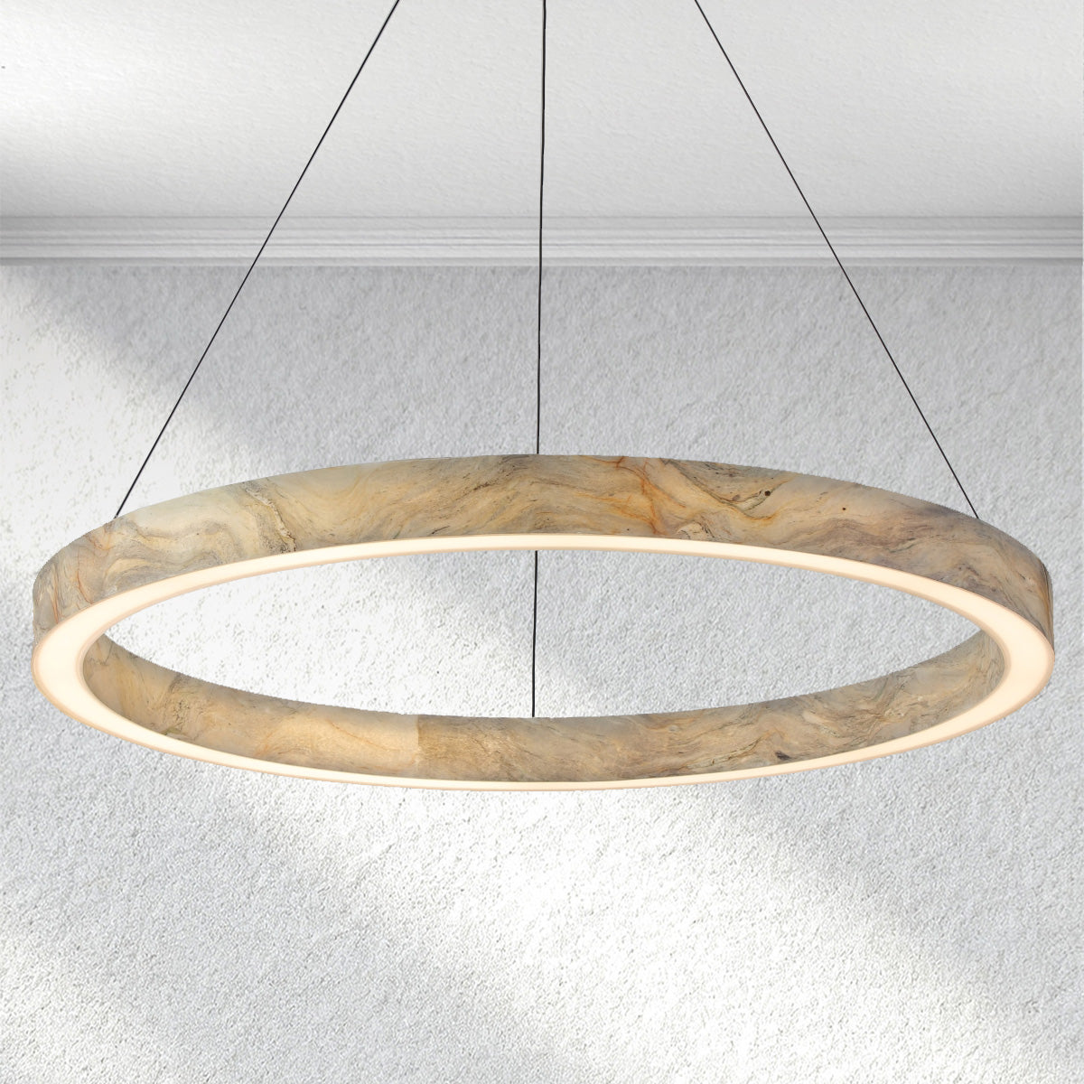Furnviro Alabaster StoneGlow Round Chandelier