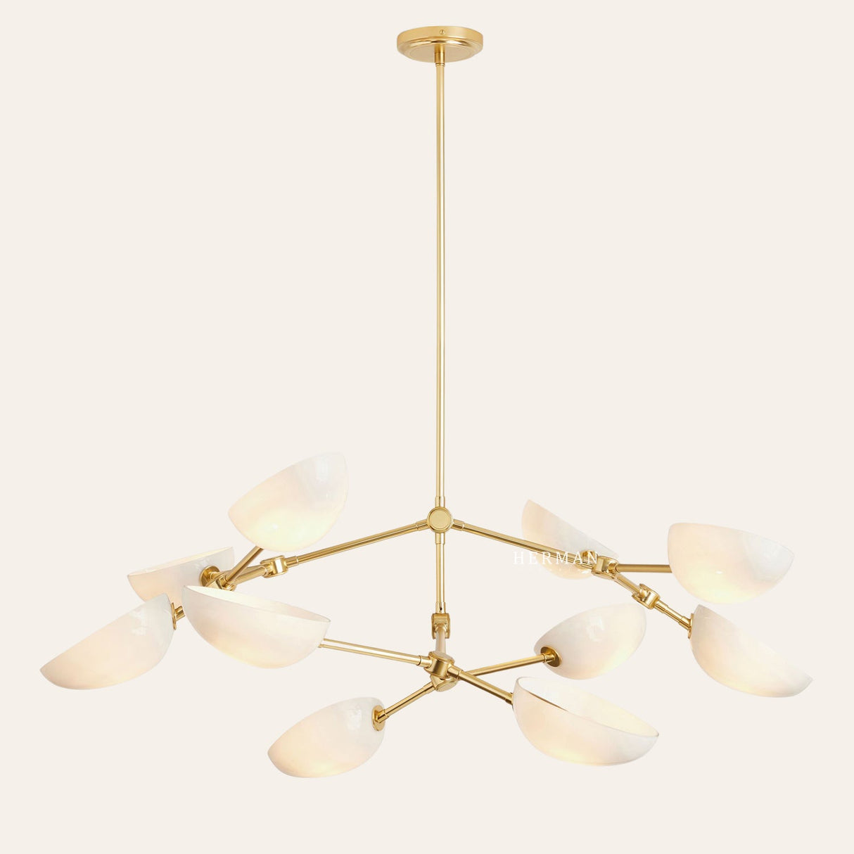 Argus glass Double Tier Chandelier 45" Width