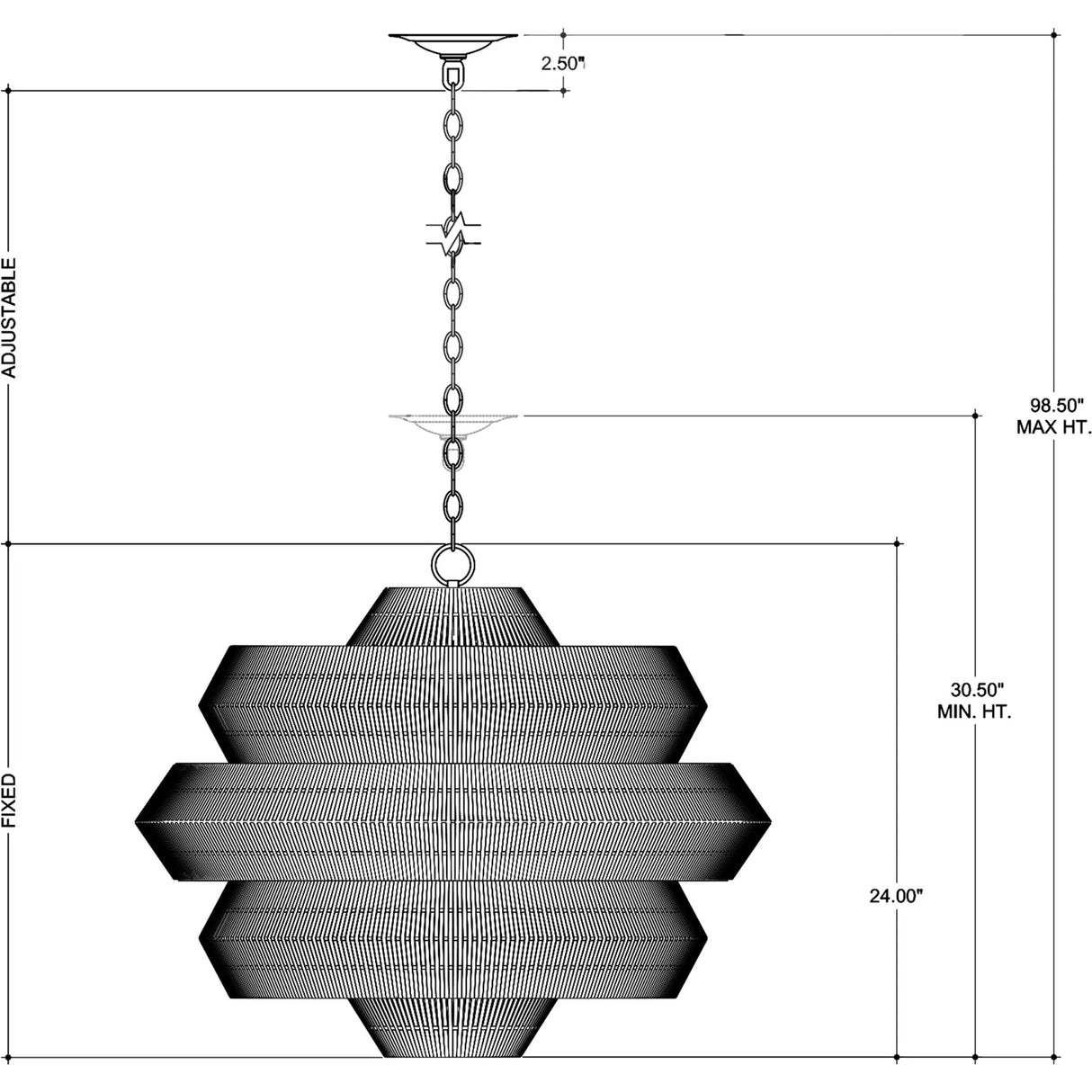 Antibes 3-Tiered Rattan Chandelier