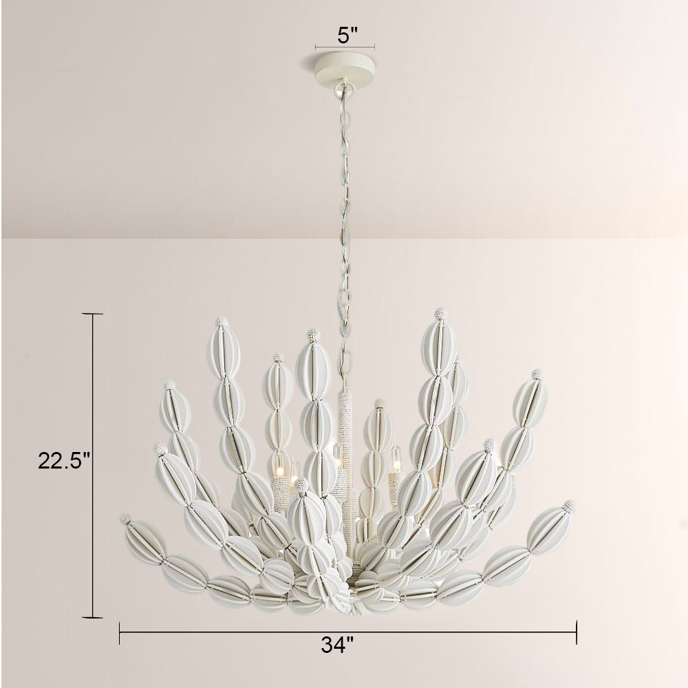 Indi White Wood Chandelier