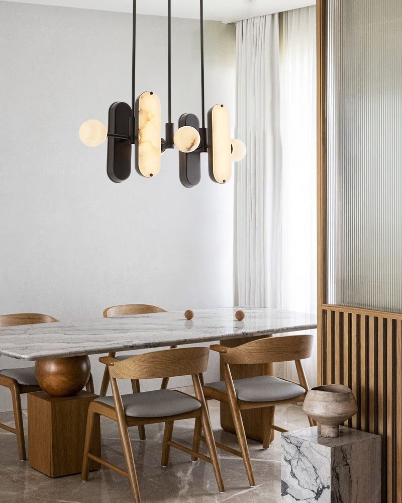 8-Light LED Alabaster Linear Pendant