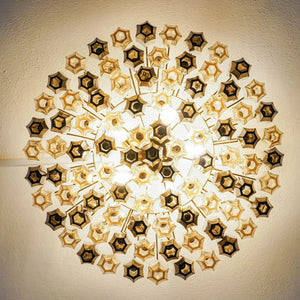 Prismatico 91 Elements Amber And Taupe Compact Ceiling lampGlass Chandelier 25"