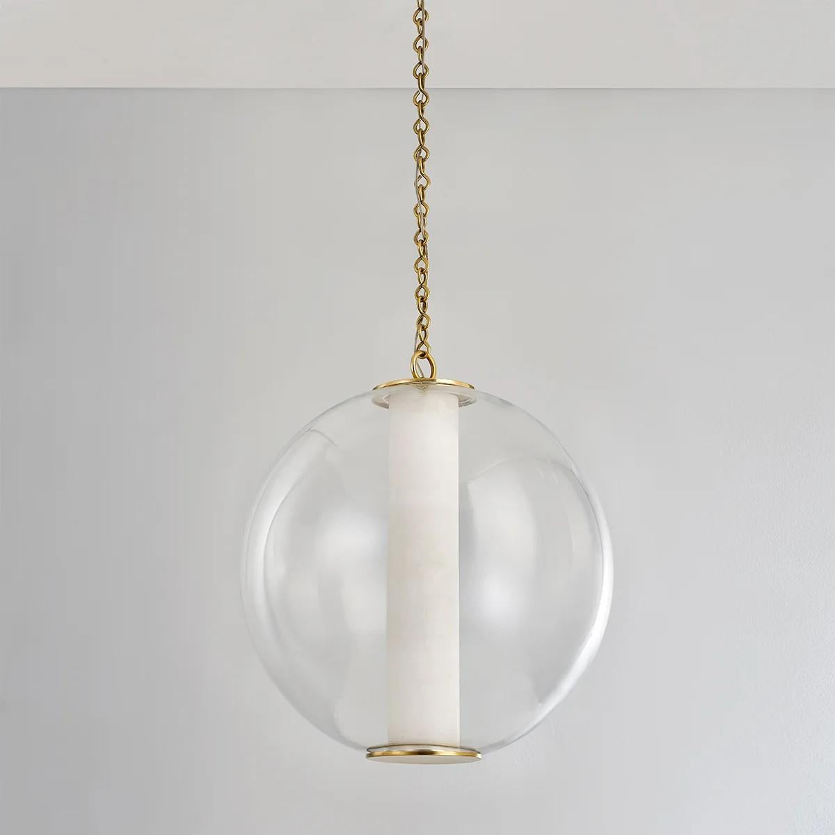 Alabaster Tube Glass Globe Pendant