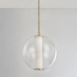 Alabaster Tube Glass Globe Pendant