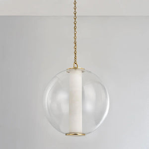 Alabaster Tube Glass Globe Pendant