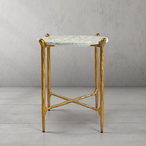 Thaddeus Round  Horn Marble Coffee Table & Side Table