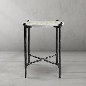 Thaddeus Round  Horn Marble Coffee Table & Side Table