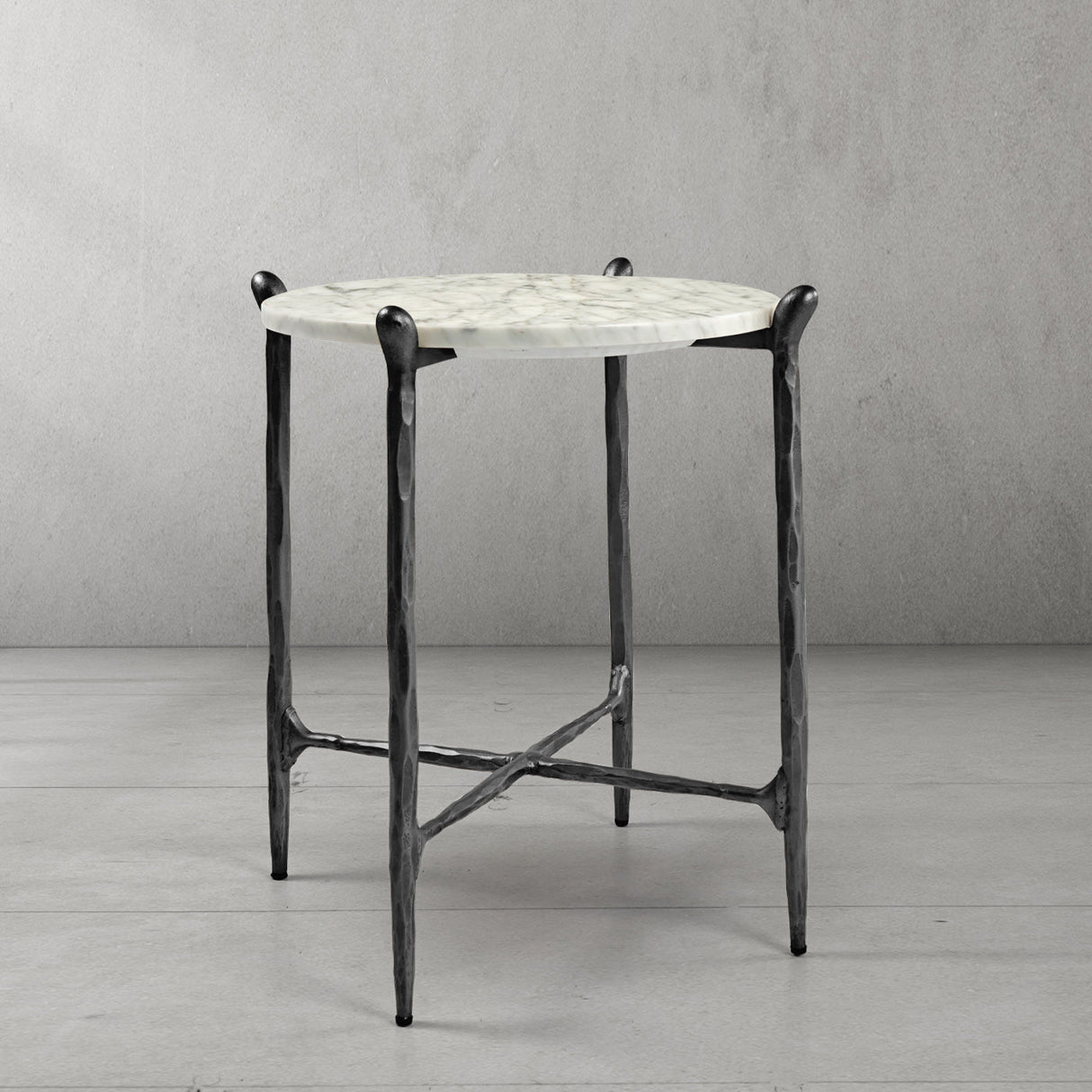 Thaddeus Round  Horn Marble Coffee Table & Side Table
