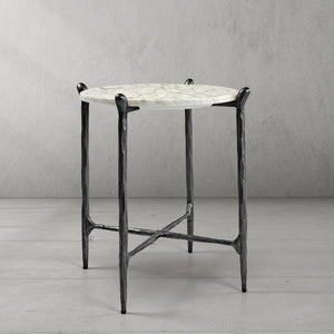 Thaddeus Round  Horn Marble Coffee Table & Side Table