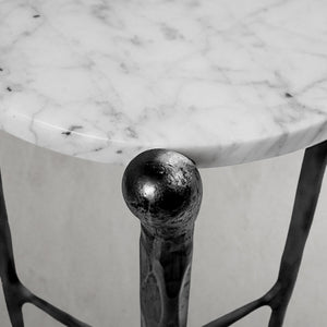Thaddeus Round  Horn Marble Coffee Table & Side Table