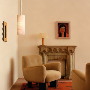 Hand-Carved Alabaster Cylinder Pendant