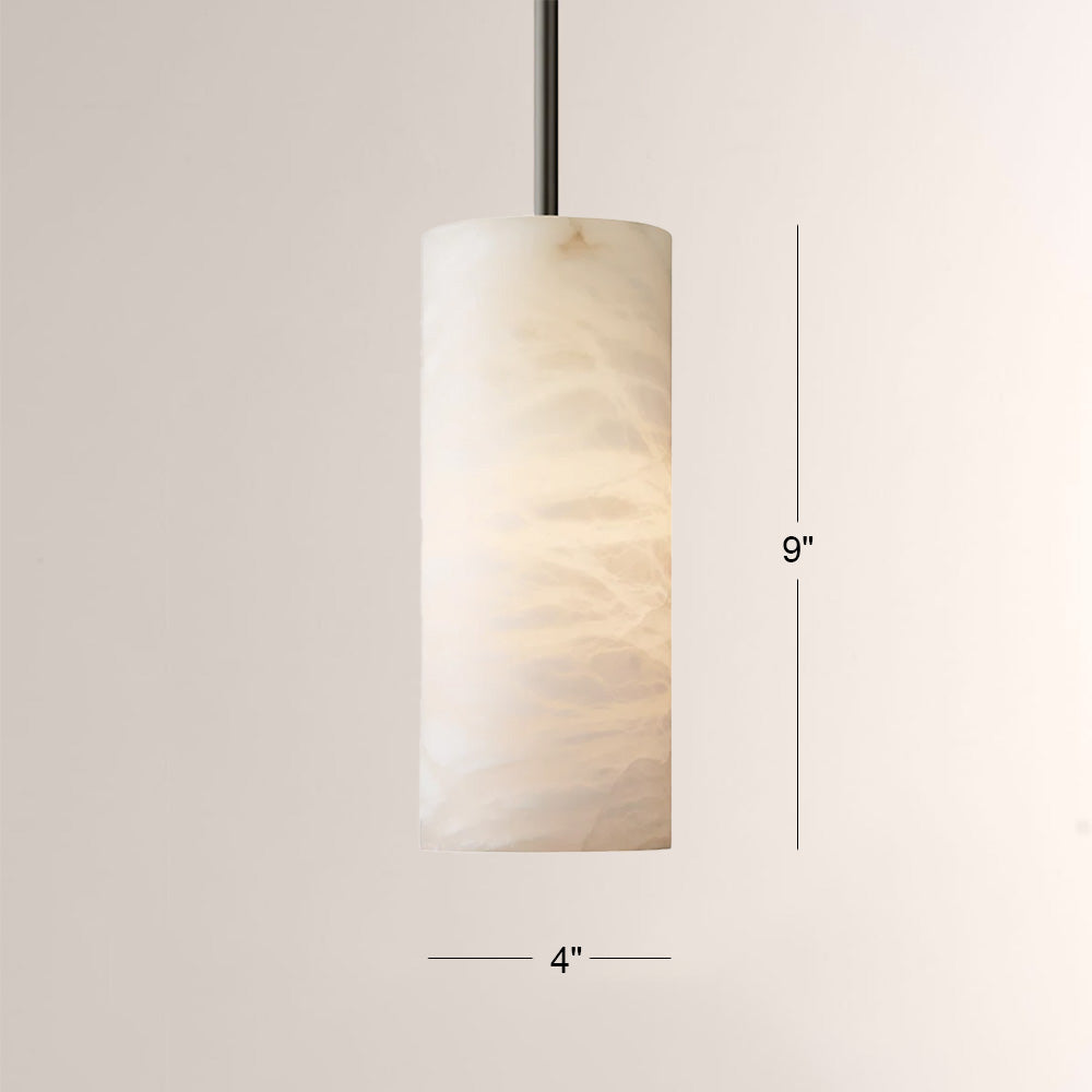 Hand-Carved Alabaster Cylinder Pendant