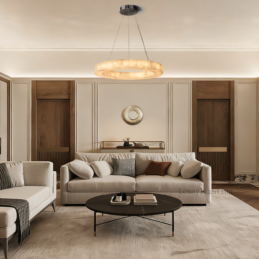 Alabaster Ezreal Round Chandelier 31"