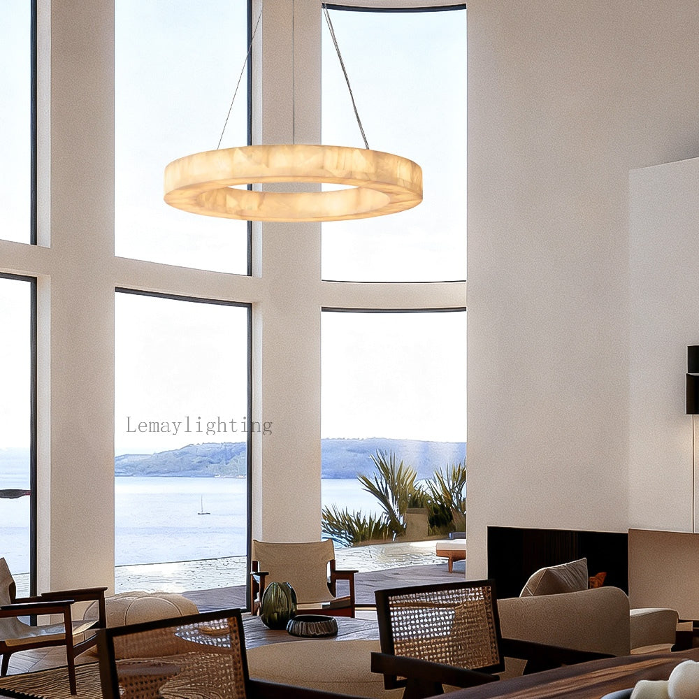 Alabaster Ezreal Round Chandelier 40"