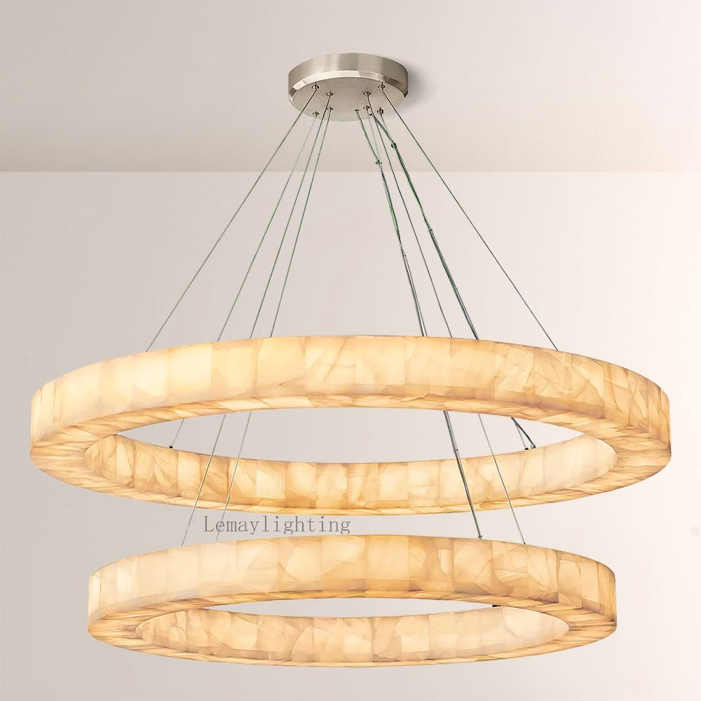 Alabaster Ezreal Two-Tier Round Chandelier 60"