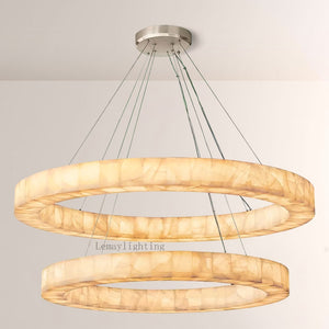 Alabaster Ezreal Two-Tier Round Chandelier 60"