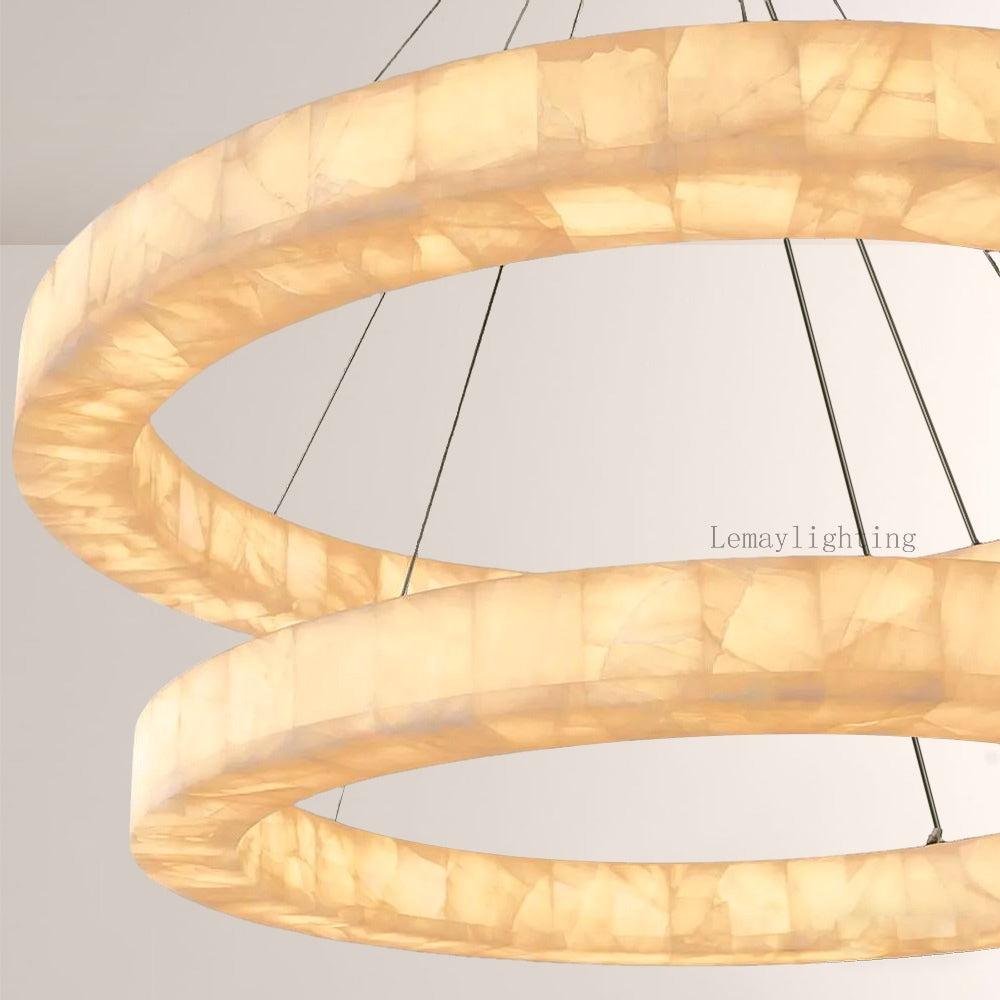 Alabaster Ezreal Two-Tier Round Chandelier 60"
