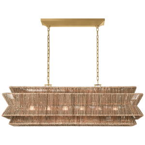 Antigua 54" Linear Rattan Chandelier