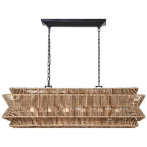 Antigua 54" Linear Rattan Chandelier
