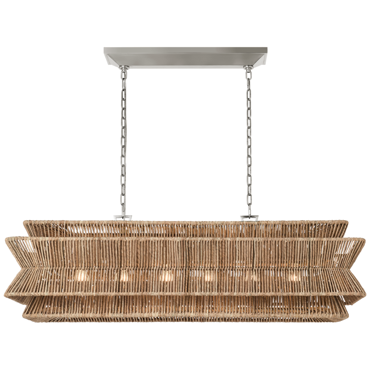 Antigua 54" Linear Rattan Chandelier