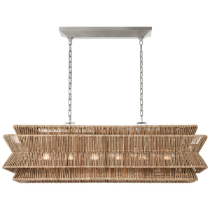 Antigua 54" Linear Rattan Chandelier