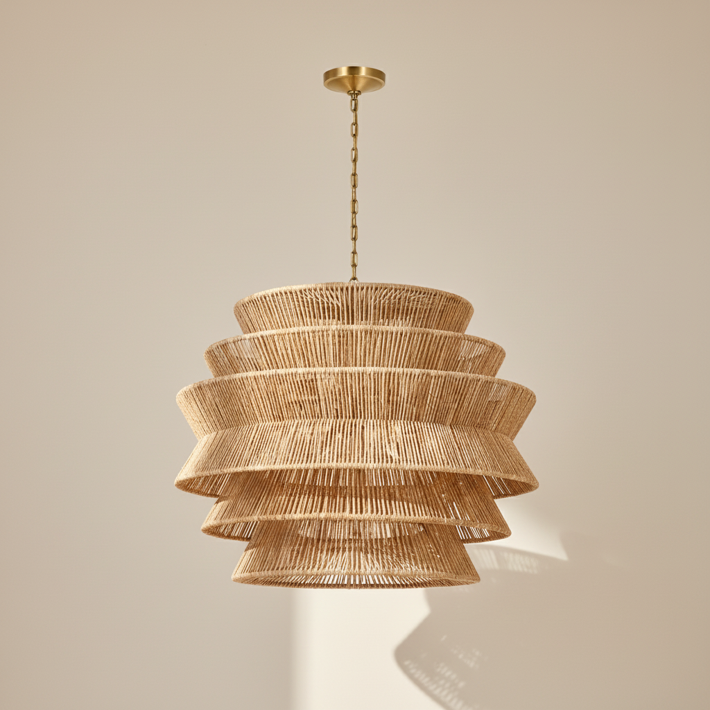 Antigua Drum Rattan Chandelier