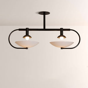 Aperto Curved Metal Glass Bowl Chandelier
