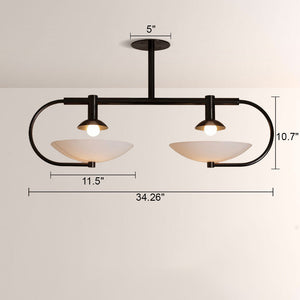 Aperto Curved Metal Glass Bowl Chandelier