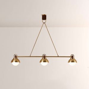 Arcane Brass Walnut Triad Chandelier