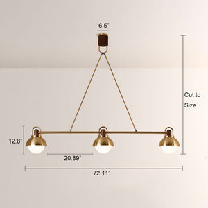 Arcane Brass Walnut Triad Chandelier