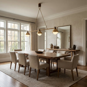 Arcane Brass Walnut Triad Chandelier