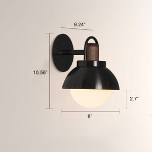Arcane Walnut Metal Dome Wall Sconce