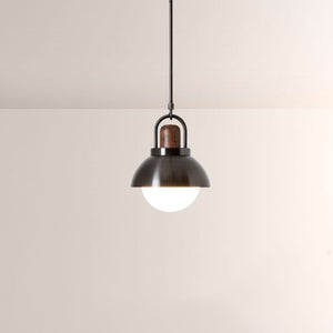 Arcane Wood Metal Dome Pendant