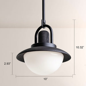 Arcane Wood Metal Dome Pendant