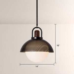 Arcane Perforated Metal Wood Orb Pendant