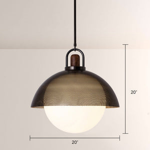 Arcane Perforated Metal Wood Orb Pendant