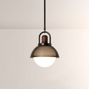 Arcane Perforated Metal Wood Orb Pendant