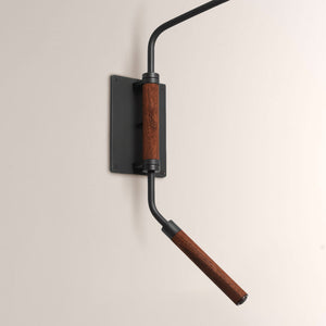 Arcane Walnut Dual-Tone Metal Adjustable Wall Sconce