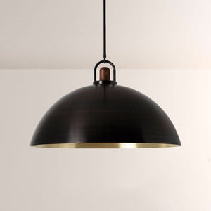 Arcane Walnut Dual Tone Metal Dome Pendant