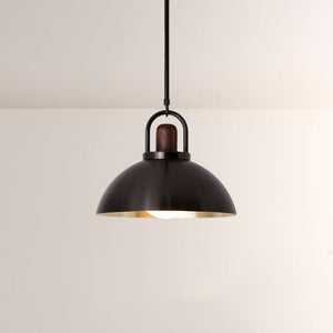 Arcane Walnut Dual Tone Metal Dome Pendant