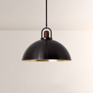 Arcane Walnut Dual Tone Metal Dome Pendant