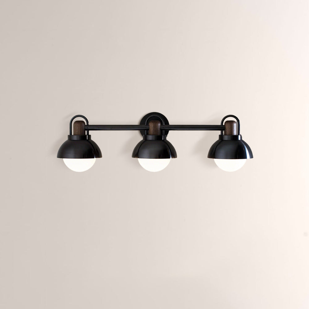 Arcane Walnut Metal Dome Wall Sconce
