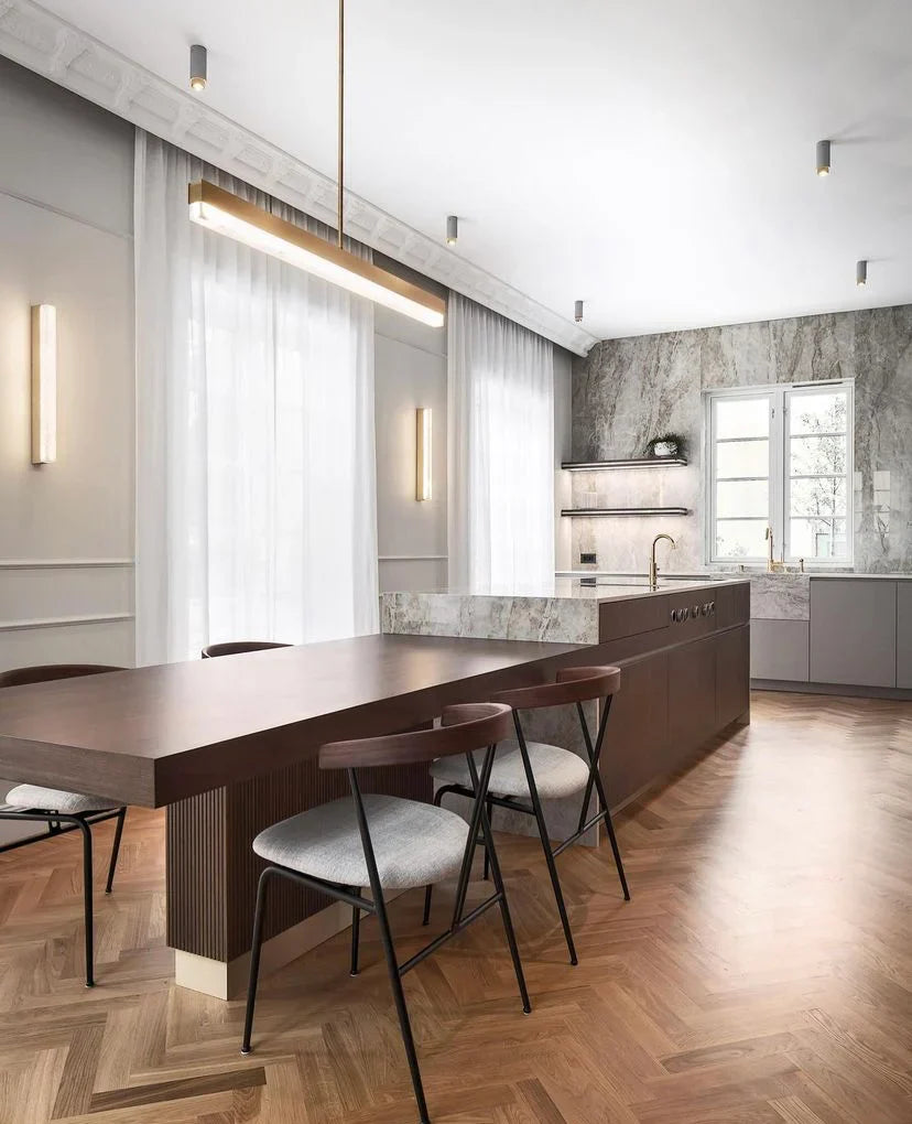 Artes Pendant Light - Alabaster, Bronze & Satin Brass
