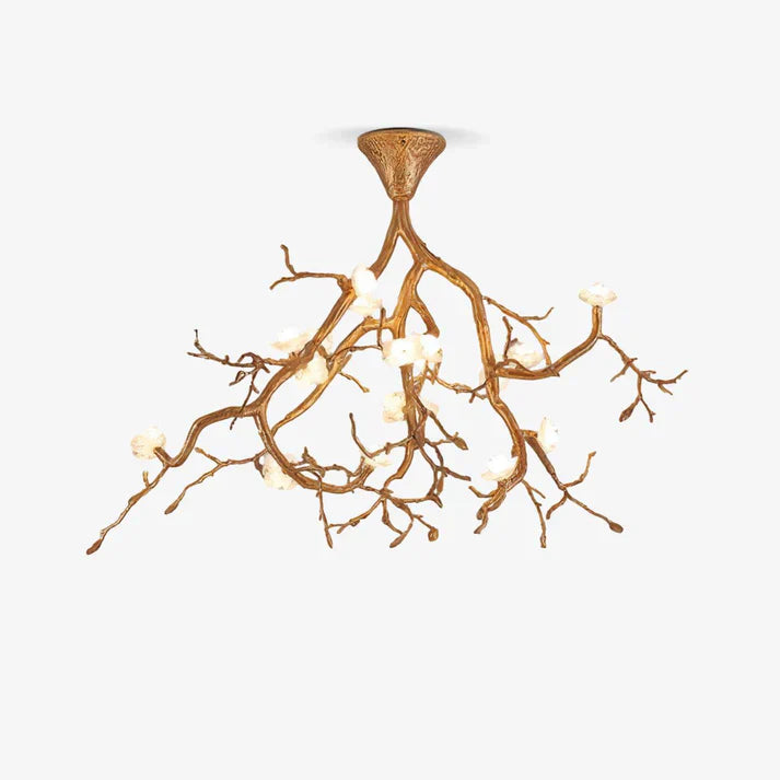 Auro Golden Branch & Porcelain Bloom Chandelier