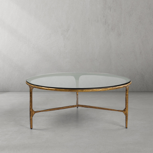 Thaddeus Glass Round Coffee Table 3 Legs 35"