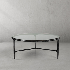 Thaddeus Glass Round Coffee Table 3 Legs 35"