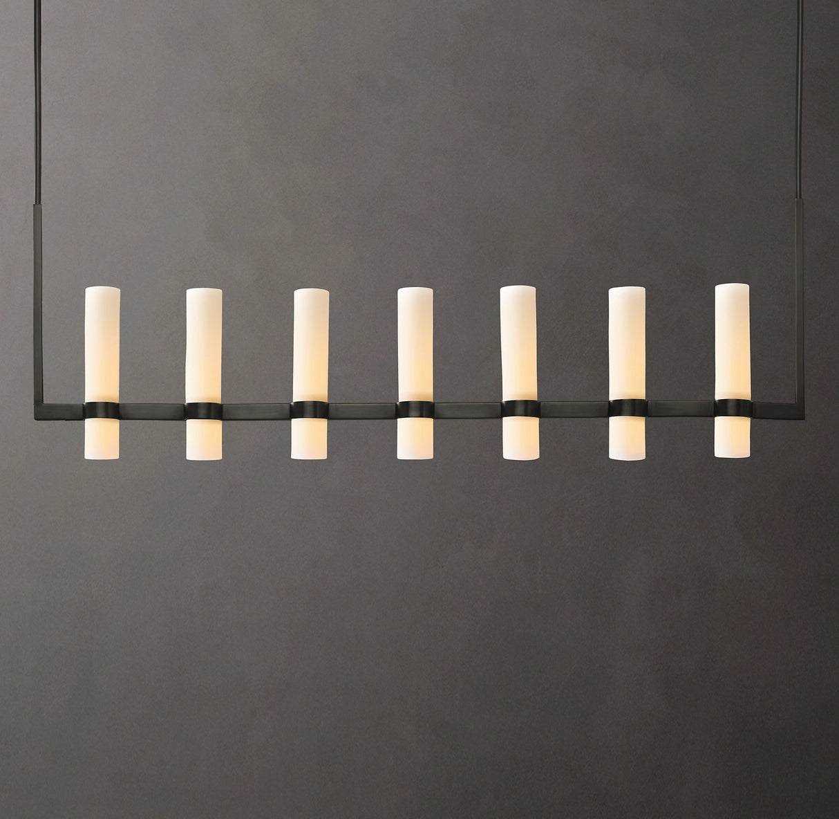 Ramelle Linear Milk Glass Chandelier 59"