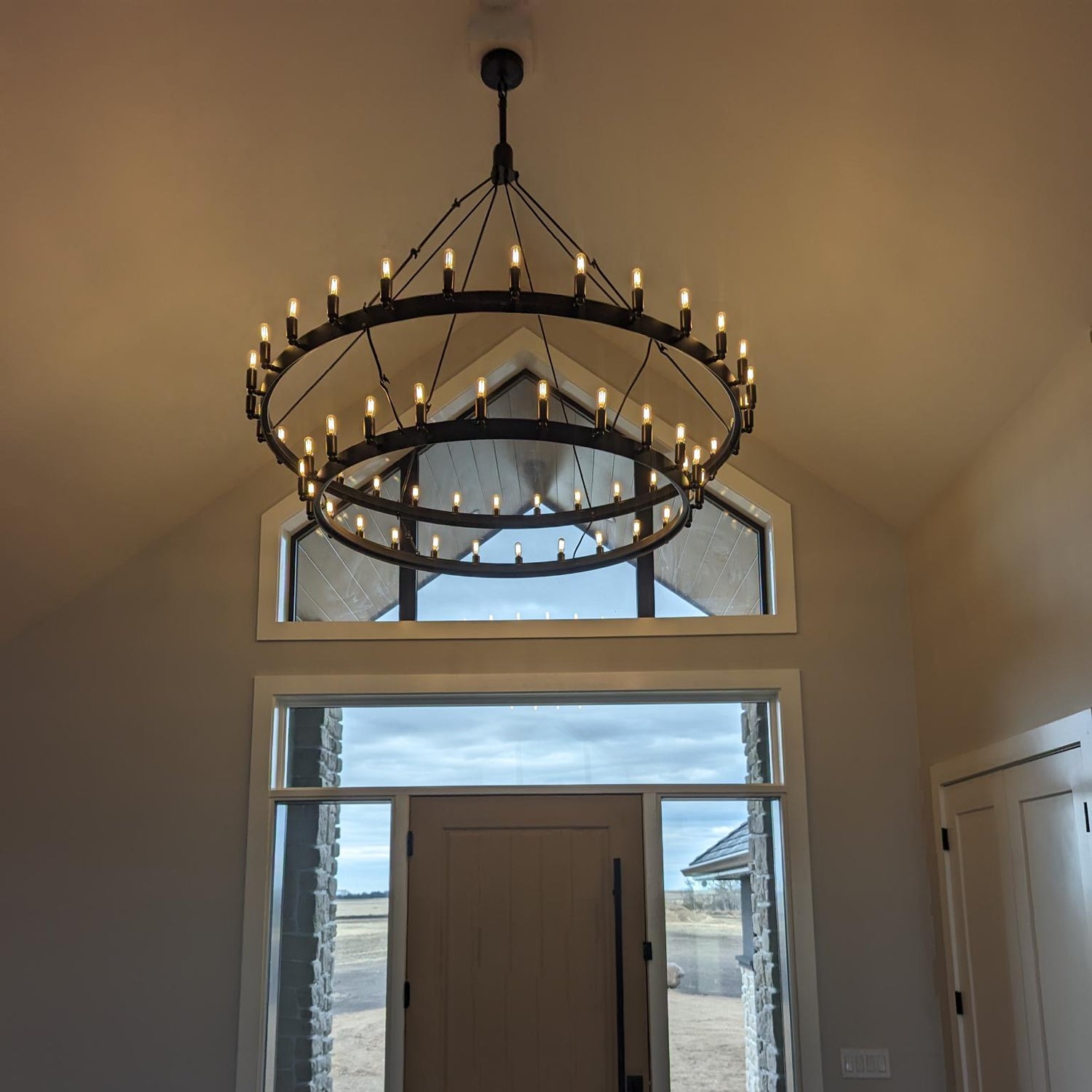 Camia 2-Tier Filament Round Chandelier<38"-73">